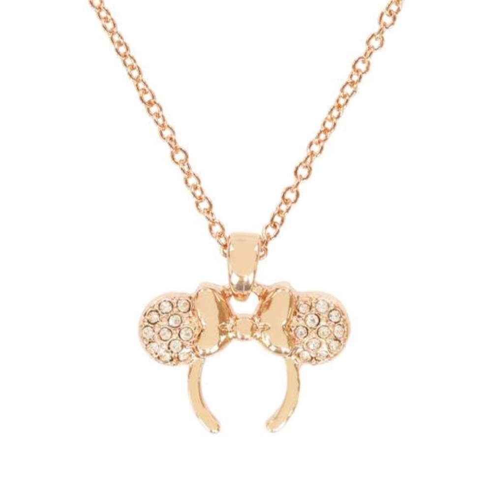 Disney Parks Rose Gold Ears Necklace Rebecca Hook Jewelry Minnie Mouse Bow